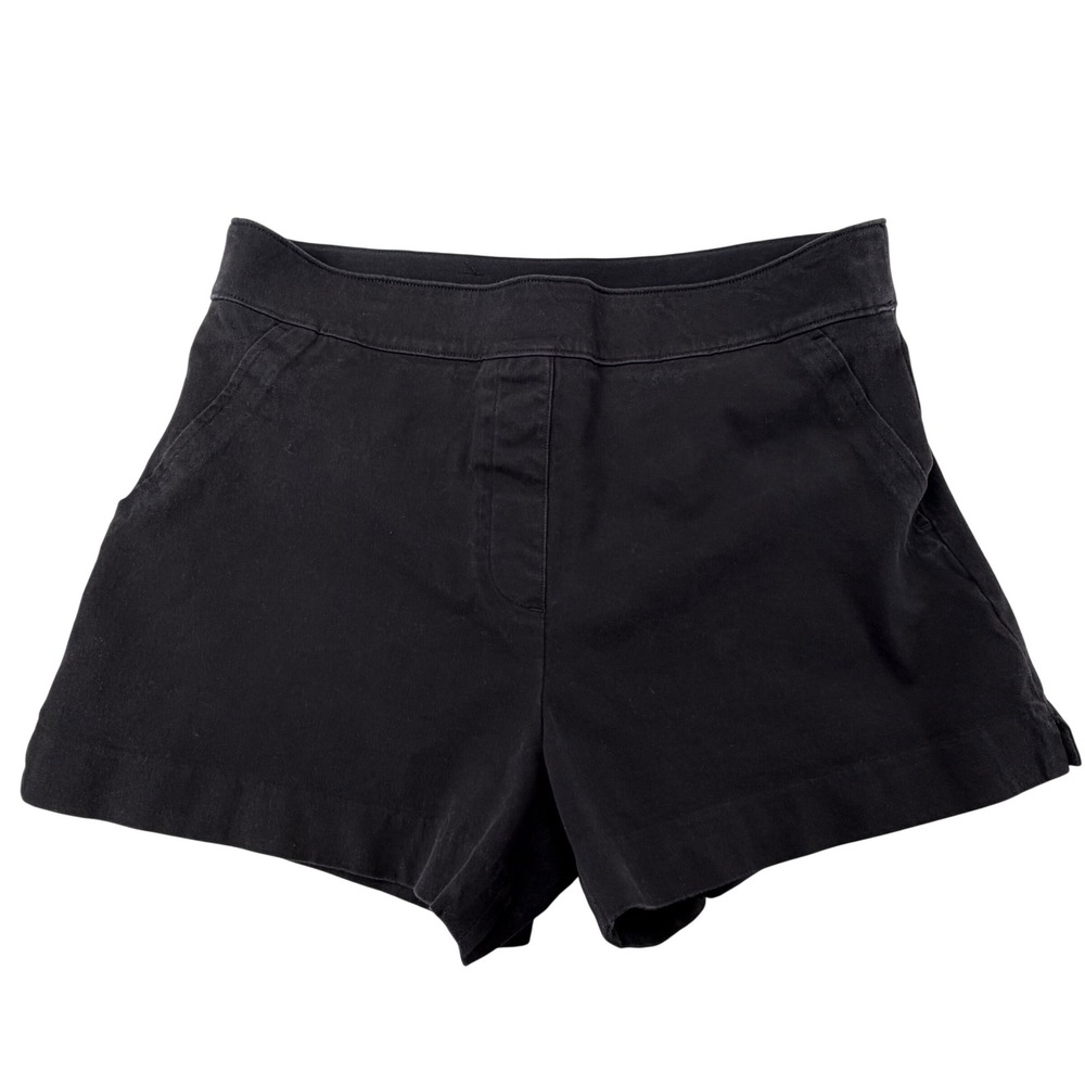 Spanx Stretch Twill 4" Shorts Womens Size Medium Black Pull On Shaping 20368R